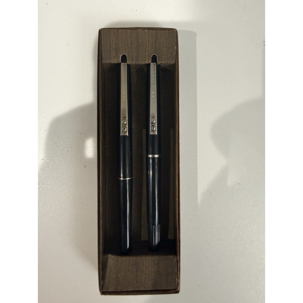 2‎ PAPER MATE Papermate Powerpoint Malibu Black Ballpoint Pen NOS E